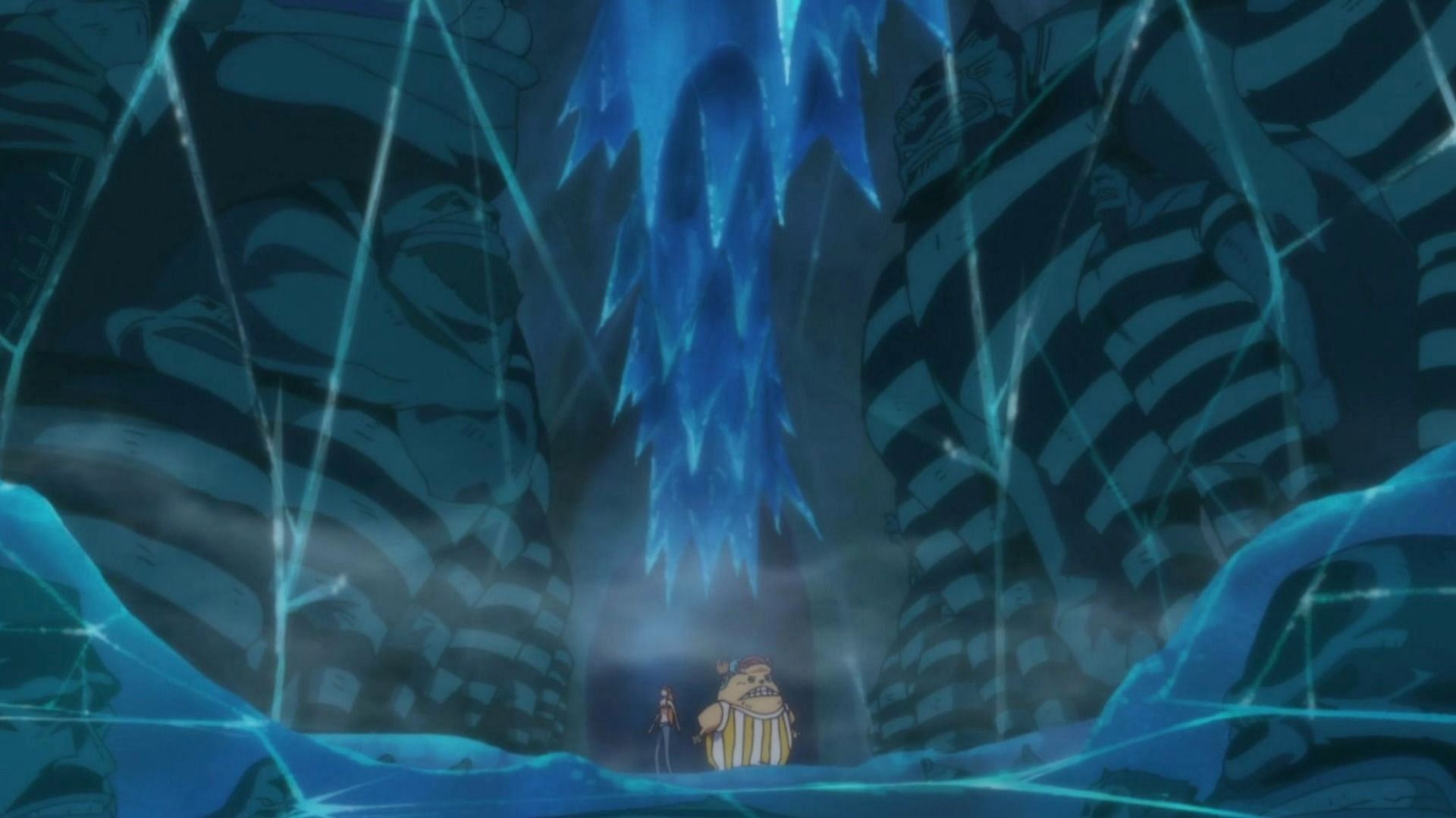 The frozen giants at the Punk Hazard could be from the ship crafting guild in One Piece (Image via Toei Animation)